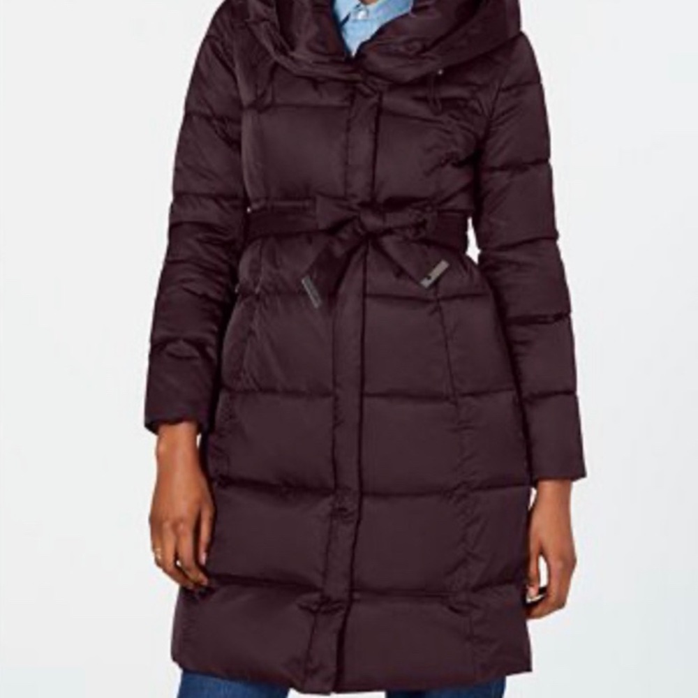 Belted Shawl-Collar Down Puffer Coat